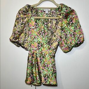 Topshop Floral Wrap Top NWOT